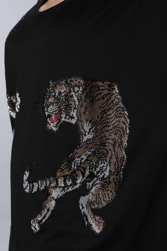 Großhandel Damen Bluse - Tigerfigur - Steinbestickt - 77546 | KAZEE