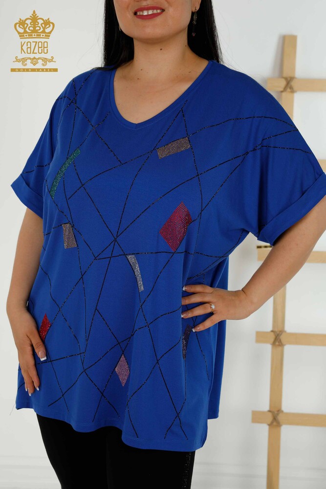 Großhandel Damen blusen - V-Ausschnitt - Saks - 79320 | KAZEE - 2