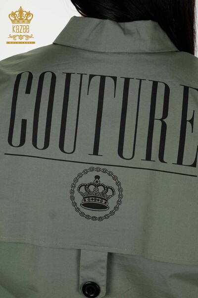 Großhandel Damenhemd Detaillierte Tasche Khaki - 20325 | KAZEE - Thumbnail