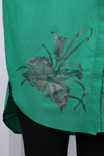 Großhandel für Damen Hemden - Blumenmuster - Stein bestickter – 17053 | KAZEE - Thumbnail