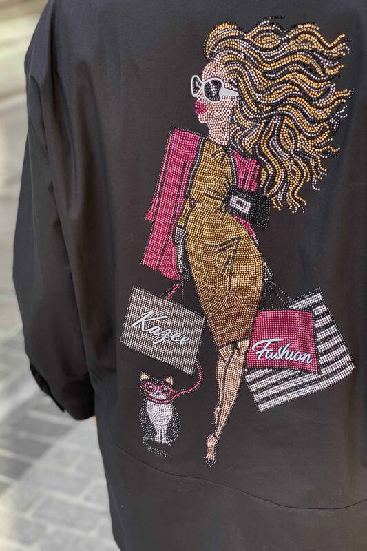 Großhandel Damen hemd im - Stein bestickt - Gemustert - 17225 | KAZEE