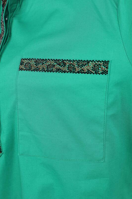 Großhandel Damen Hemd - Tigermuster - Stein bestickt - 20023 | KAZEE
