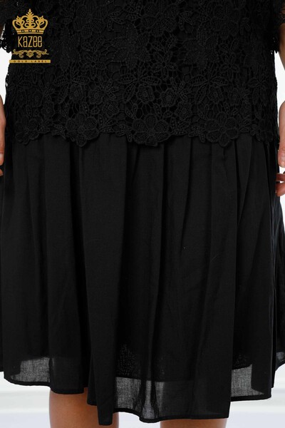 Großhandel Damen kleid - Tüll detailliert - Schwarz - 17175 | KAZEE - Thumbnail