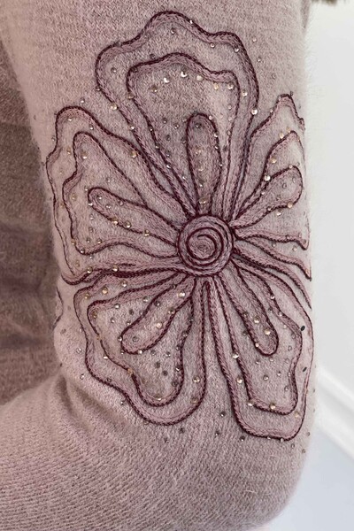 Großhandel Damen pullover - Blume bestickt - Angora - 18875 | KAZEE - Thumbnail
