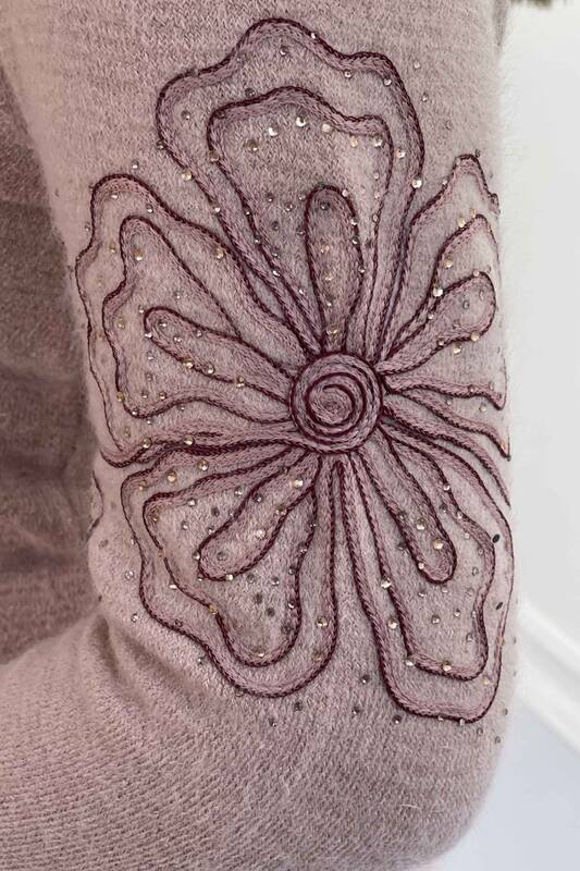 Großhandel Damen pullover - Blume bestickt - Angora - 18875 | KAZEE