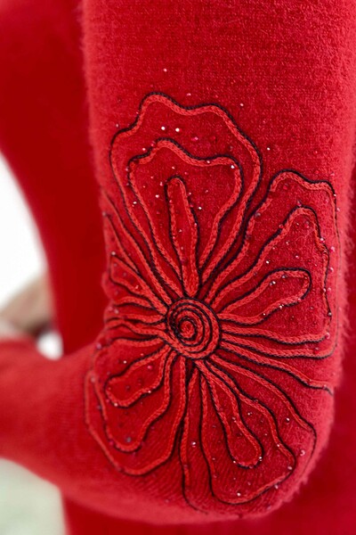 Großhandel Damen pullover - Blume bestickt - Angora - 18875 | KAZEE - Thumbnail