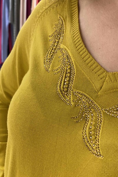 Großhandel Damen pullover - Gemustert - Stein Bestickt - 15315 | KAZEE - Thumbnail