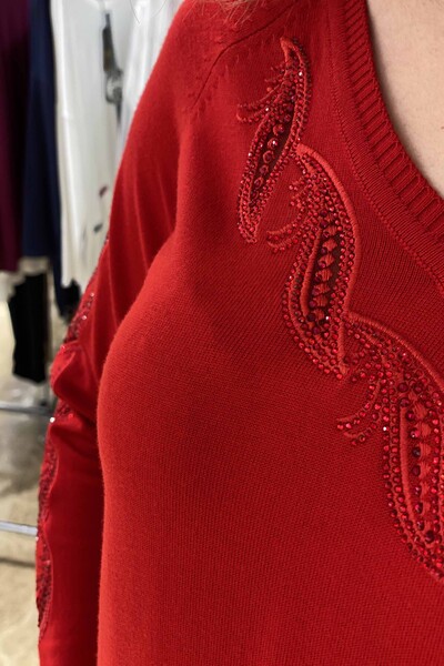 Großhandel Damen pullover - Gemustert - Stein Bestickt - 15315 | KAZEE - Thumbnail