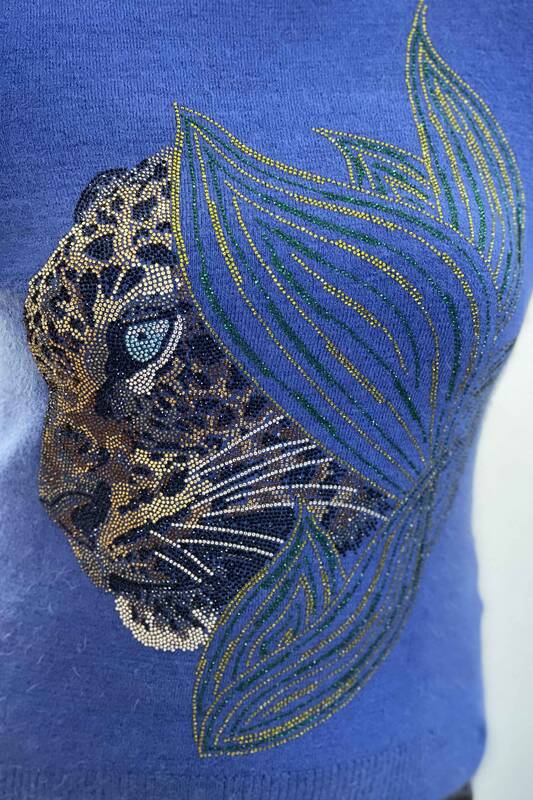 Großhandel Damenpullover - Leopardenmuster - bestickt - Angora - 18907 | KAZEE