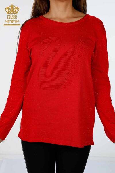 Großhandel Damenstrickwaren - Schwanenmuster - bestickt - Glitzerübergang - 15847 | KAZEE - 2