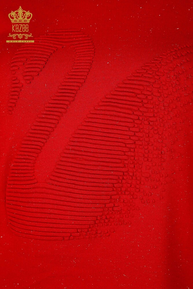 Großhandel Damenstrickwaren - Schwanenmuster - bestickt - Glitzerübergang - 15847 | KAZEE - 3