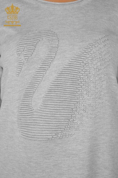 Großhandel Damenstrickwaren - Schwanenmuster - bestickt - Glitzerübergang - 15847 | KAZEE - 8