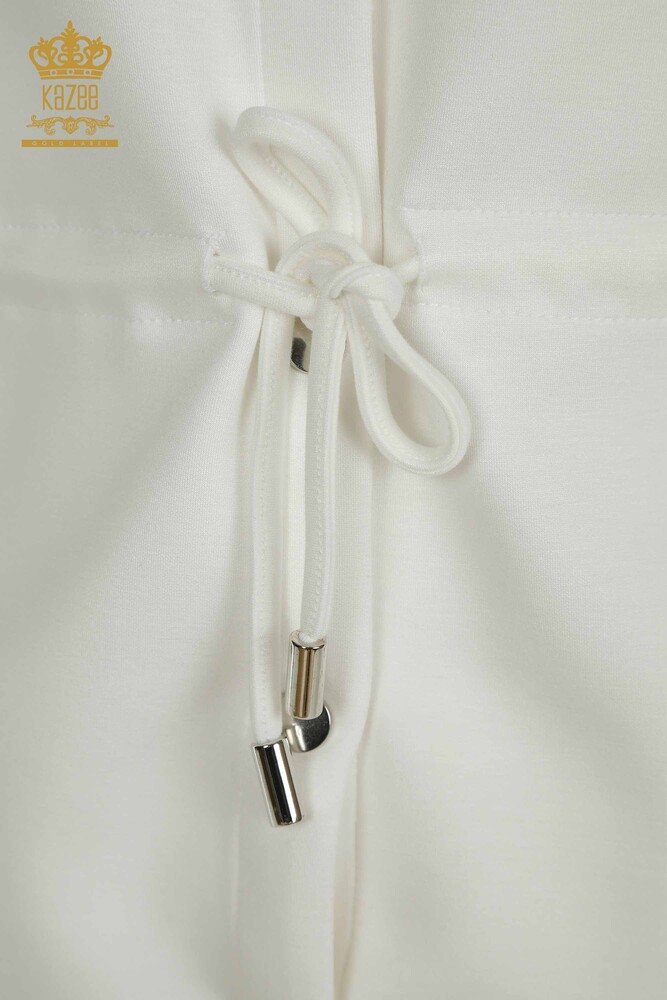 Großhandel Dreier-Trainingsanzug-Set für Damen im - Knopf detail - Ecru - 17633 | KAZEE - 8