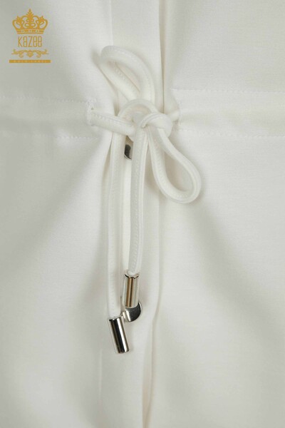 Großhandel Dreier-Trainingsanzug-Set für Damen im - Knopf detail - Ecru - 17633 | KAZEE - 8