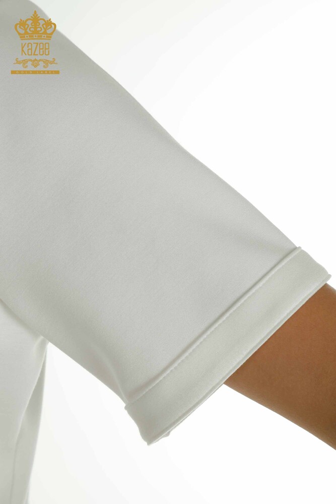 Großhandel Dreier-Trainingsanzug-Set für Damen im - Knopf detail - Ecru - 17633 | KAZEE - 9