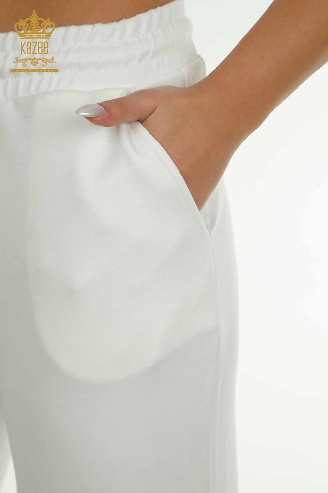 Großhandel Dreier-Trainingsanzug-Set für Damen im - Knopf detail - Ecru - 17633 | KAZEE - 13