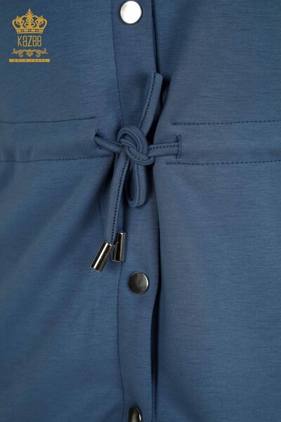 Großhandel Dreier-Trainingsanzug-Set Damen - Knopf detail - Indigo - 17633 | KAZEE - 8