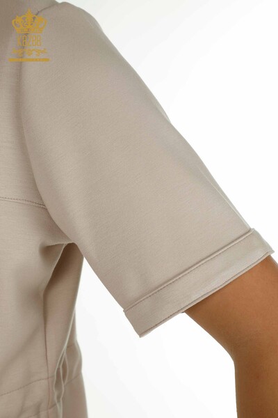 Großhandel Dreier-Trainingsanzug-Set Damen im - Knopf detail - Nerz - 17633 | KAZEE - 9