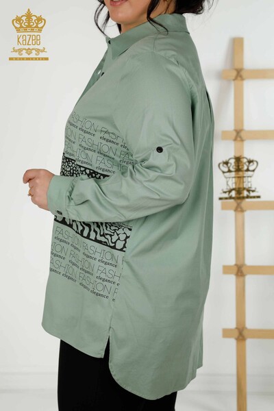 Großhandel Damen-Hemd mit Buchstabe Detaillierte Minze - 20079 | KAZEE - Thumbnail