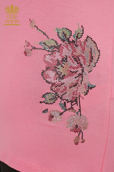Großhandel Frauen Bluse Rosa mit Blumenmuster-79052 / KAZEE - Thumbnail
