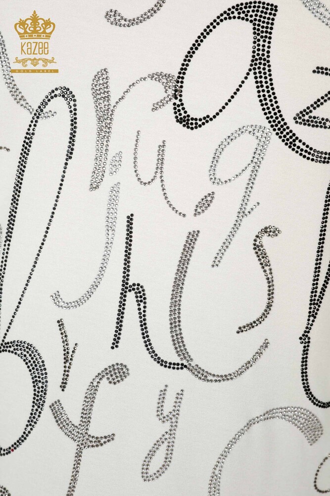 Großhandel Frauen Bluse Brief detaillierte Ecru-78833 / KAZEE - 4