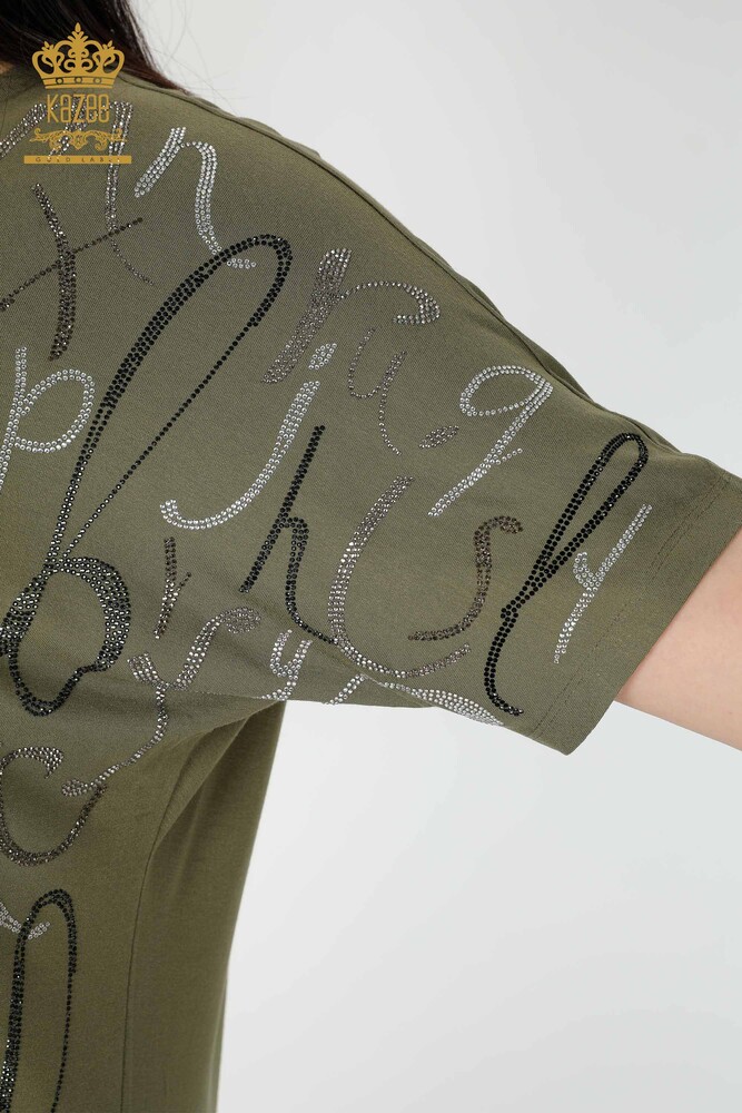 Großhandel Frauen Bluse Brief detaillierte Khaki-78833 / KAZEE - 5