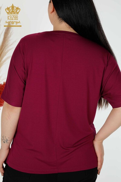 Großhandel Frauen Bluse Brief Detail hell lila-78833 / KAZEE - 6