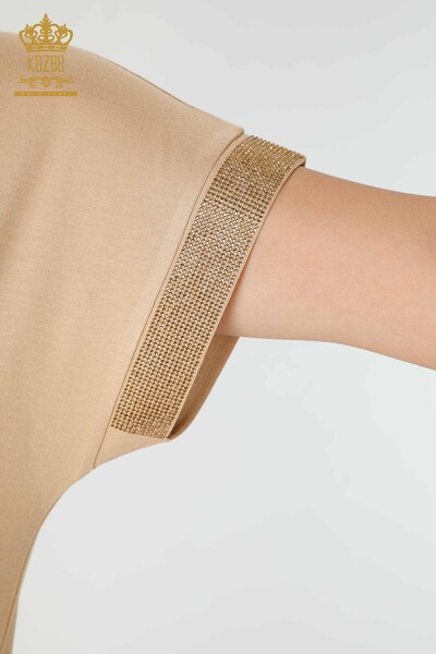 Großhandel Frauen Bluse Muster beige-78916 / KAZEE - Thumbnail