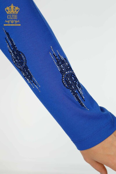 Großhandel Damenbluse gemustert Saks - 79043 | KAZEE - 6