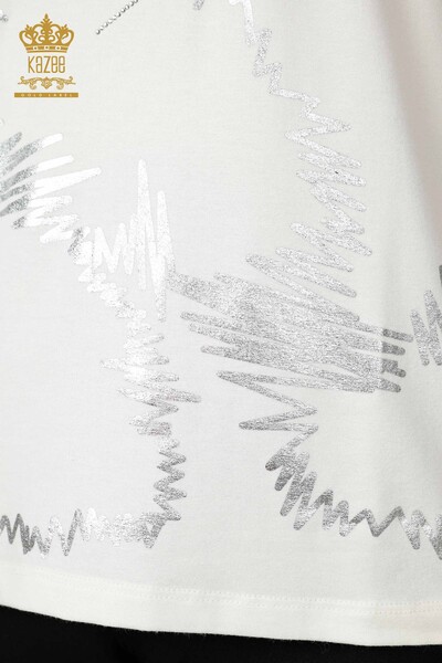 Großhandel Frauen Bluse mit Schmetterling Muster Ecru-78926 / KAZEE - 5