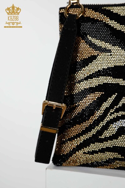 Großhandel Damentasche Zebra Stone Bestickt Schwarz - 529 | KAZEE - Thumbnail