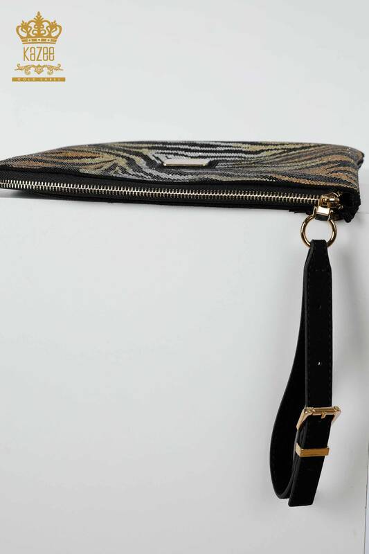 Großhandel Damentasche Zebra Stone Bestickt Schwarz - 529 | KAZEE
