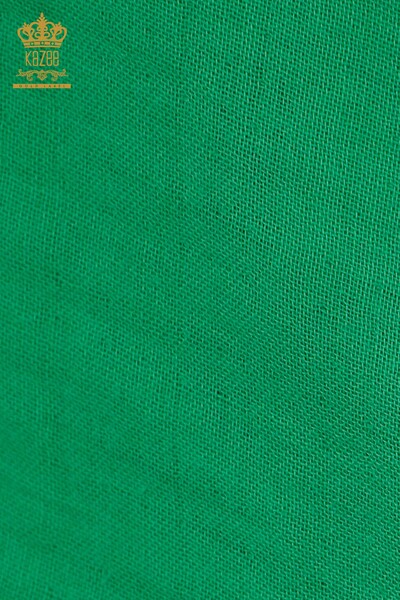 Großhandel Damen Shirt-Ärmel-Knopf Detail - Grün-20403 / KAZEE - Thumbnail