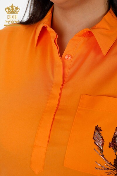 Großhandelsfrauen Hemd der - Tasche ausführlich farbiger Stein bestickt - gemustert - 20127 | KAZEE - Thumbnail
