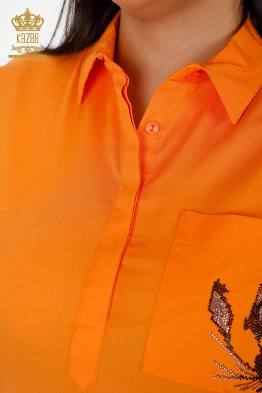Großhandelsfrauen Hemd der - Tasche ausführlich farbiger Stein bestickt - gemustert - 20127 | KAZEE