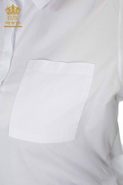 Großhandel Damenhemd gemustert - Kristall Stein bestickt - Koton - 20125 | KAZEE - Thumbnail