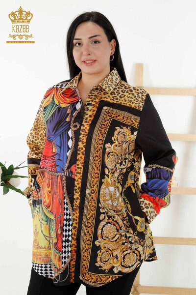 Großhandel Damenhemd Stein bestickt Digital - 20357 | KAZEE - Thumbnail