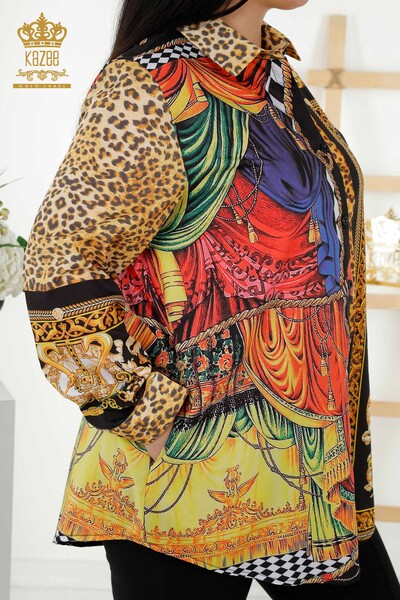 Großhandel Damenhemd Stein bestickt Digital - 20357 | KAZEE - Thumbnail