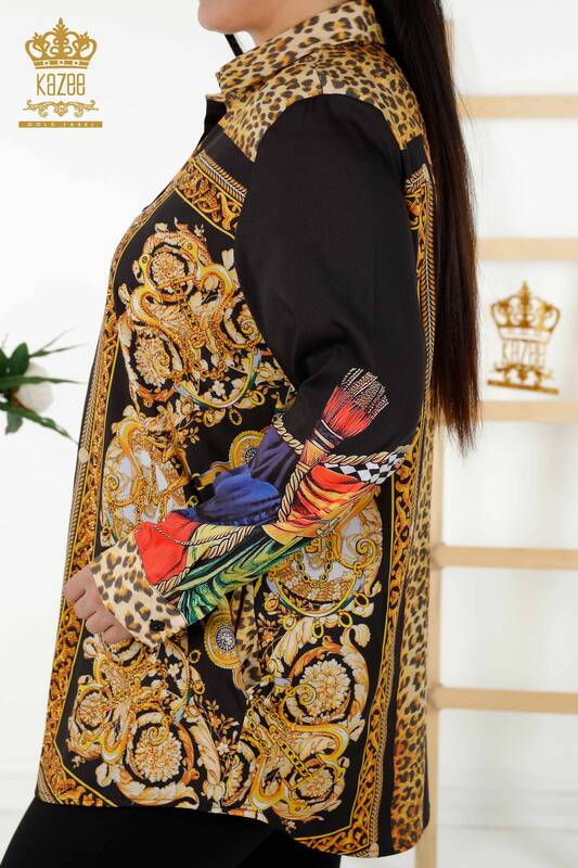 Großhandel Damenhemd Stein bestickt Digital - 20357 | KAZEE