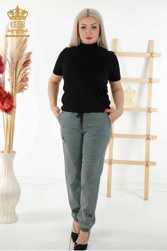 Großhandel Damenhosen - Taille Elastisch - Nerz - 3675 | KAZEE - 1