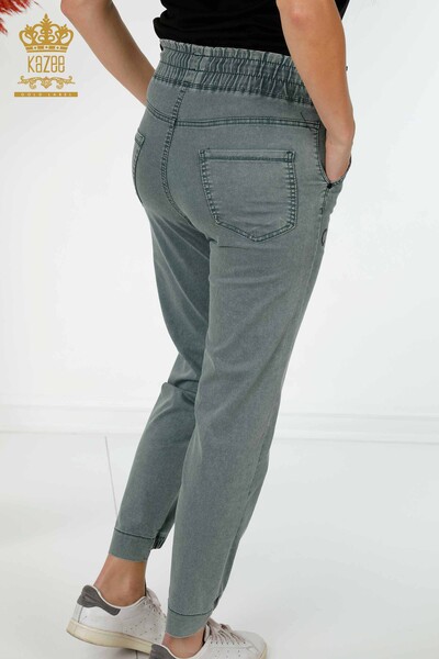 Großhandel Damenhosen - Elastische Taille - Khaki - 3500 | KAZEE - Thumbnail