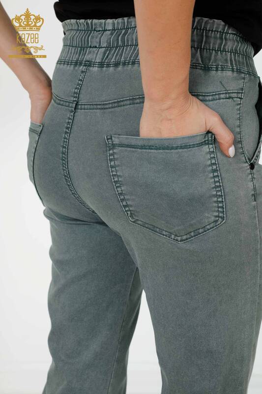 Großhandel Damenhosen - Elastische Taille - Khaki - 3500 | KAZEE