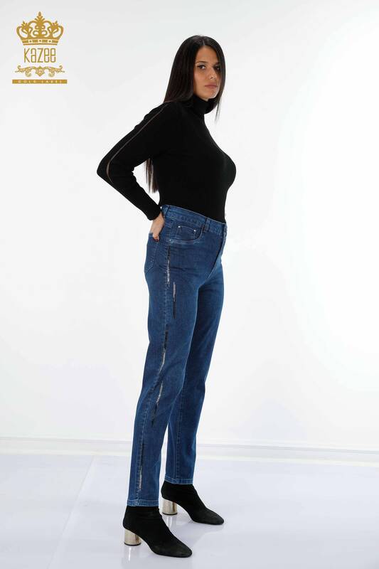 Großhandel Frauen Jeans - Seitenlinie - Kristallstein Tasche - 3637 | Kazee