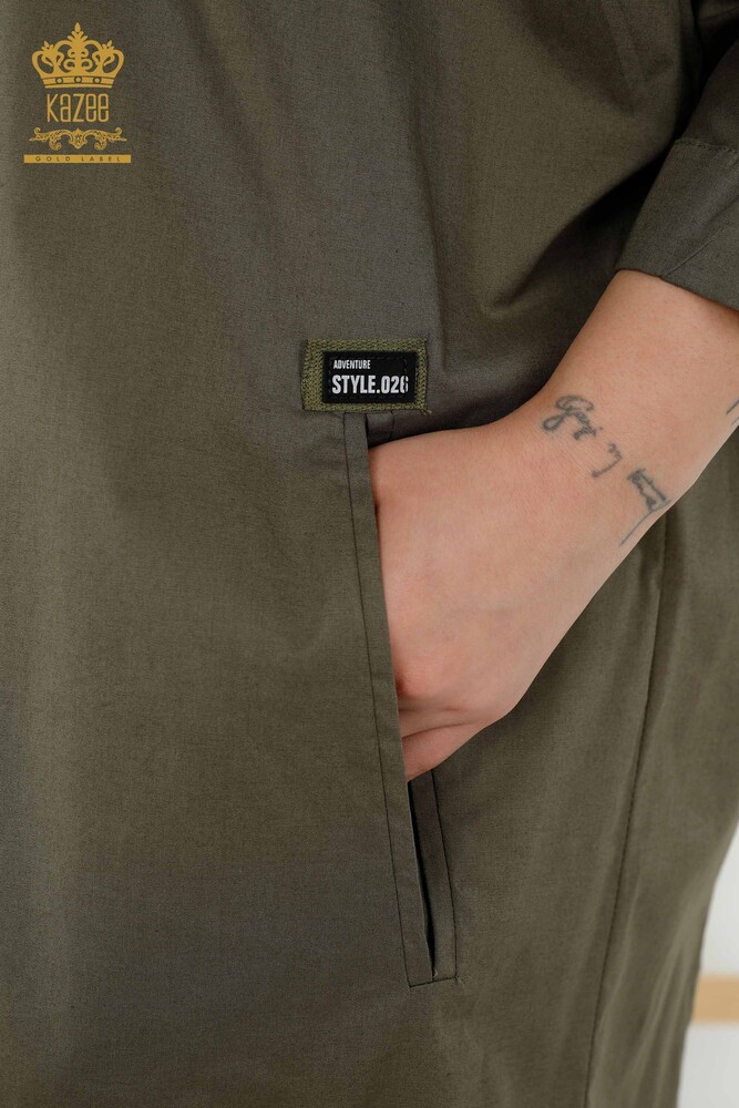 Großhandel Damenkleid - Bunt - Gestreift - Khaki - 20380 | KAZEE - 3