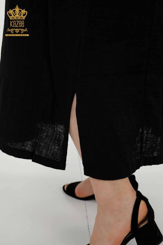 Großhandel Damen Kleid - Zwei Taschen - Schwarz - 20400 / KAZEE