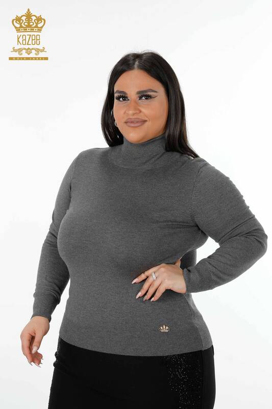 Großhandel Damen Pullover Basic Anthrazit-15134 / KAZEE