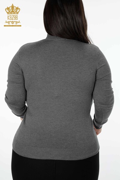 Großhandel Damen Pullover Basic Anthrazit-15134 / KAZEE - Thumbnail