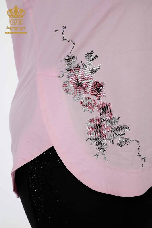 Großhandels frauen Hemd der Blume gestickt Tasche ausführlich - farbiger Stein gestickt - 20112 | KAZEE
