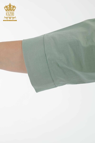 Großhandel Damenhemd - Buchstaben muster - Khaki - 20123 | KAZEE - Thumbnail