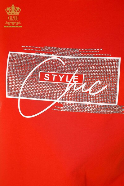 Großhandel Damen Trainingsanzug - Kristall Stein bestickt Oranj - 17461 | KAZEE - 4